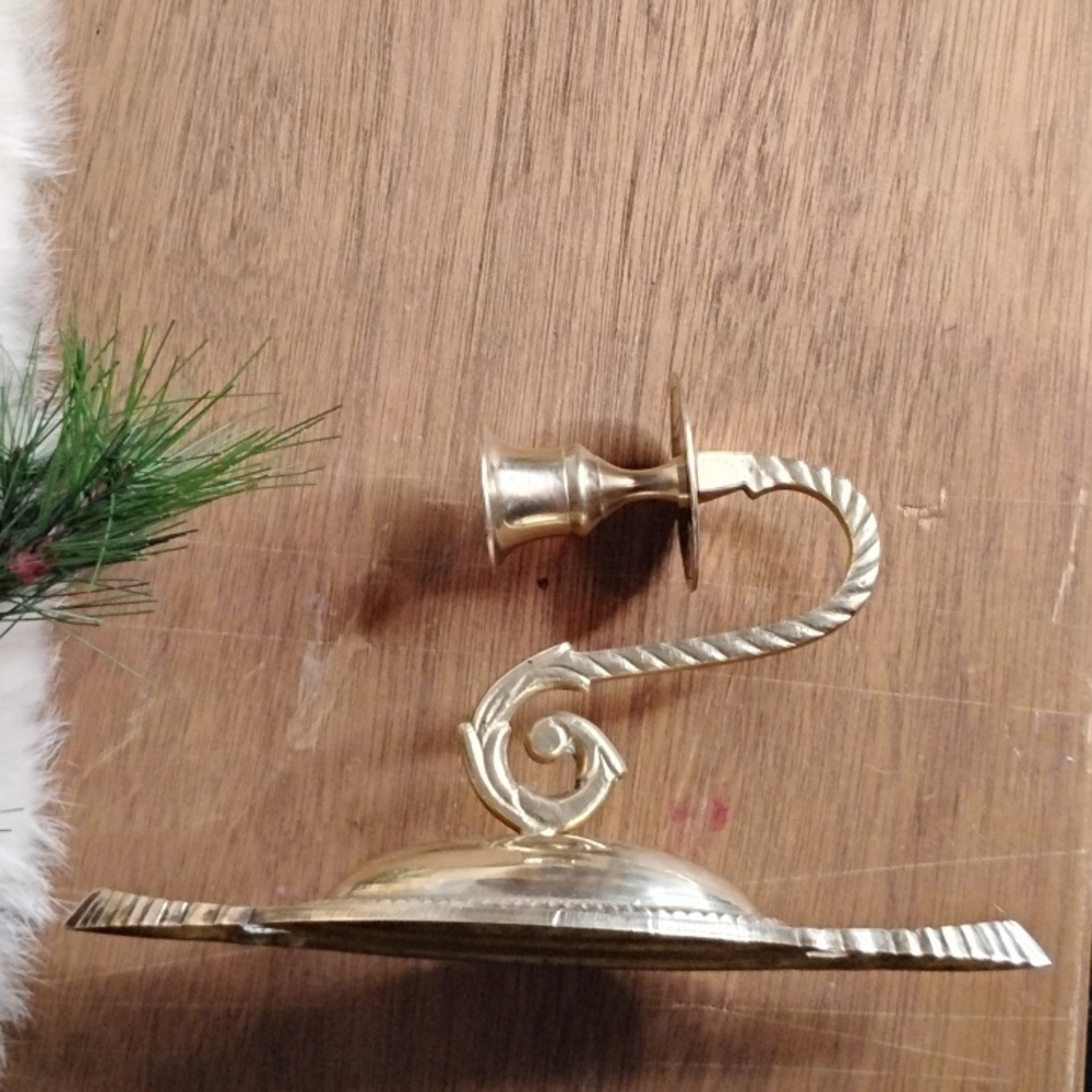 . Vintage Brass Wall Sconce - Single Candle Holder Wall Sconce - Picture 6 of 8